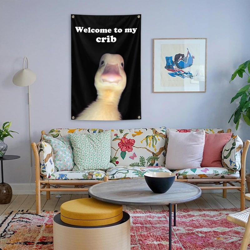 XEODE Welcome to My Crib Flag，2x3 Feet Tapestry Funny Poster Durable Man Cave Wall Flag with Brass Grommets room decor for bedroom Banner - Image 4